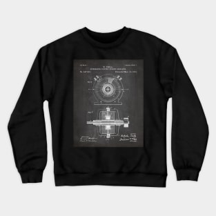 Tesla Generator Patent - Electrician Maker Workshop Art - Black Chalkboard Crewneck Sweatshirt